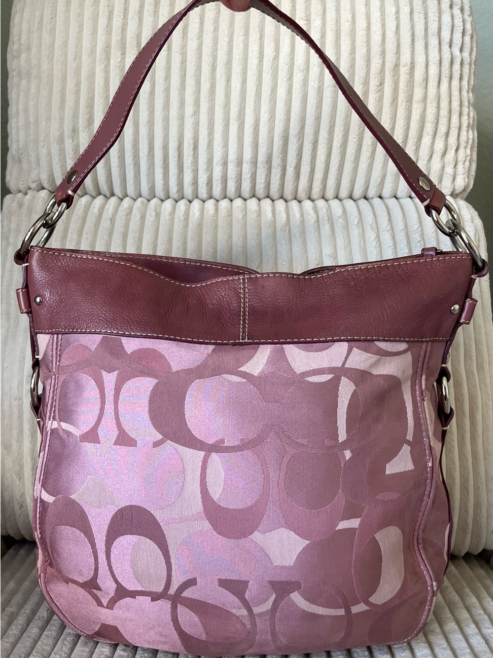 Rare Y2K Vintage Coach Zoe Pink Optic Signature Hobo Bag🌸👛🌷👙🩷🧁 - Picture 2 of 8